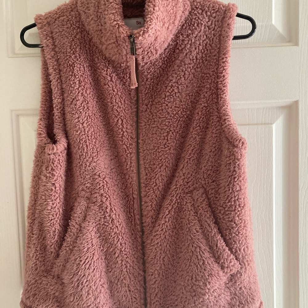 SO Pink Teddy Jacket Sleeveless Cozy